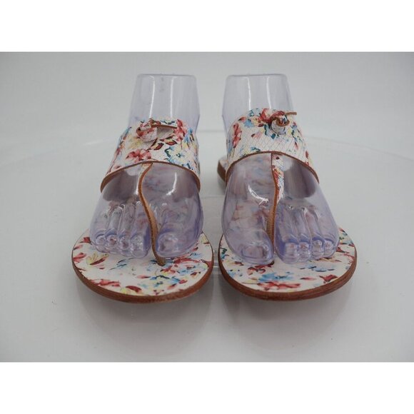 Joie A La Plage Sandals 37 7 Nice Thong Flip Flops Floral Multi Leather Open Toe - Picture 2 of 8